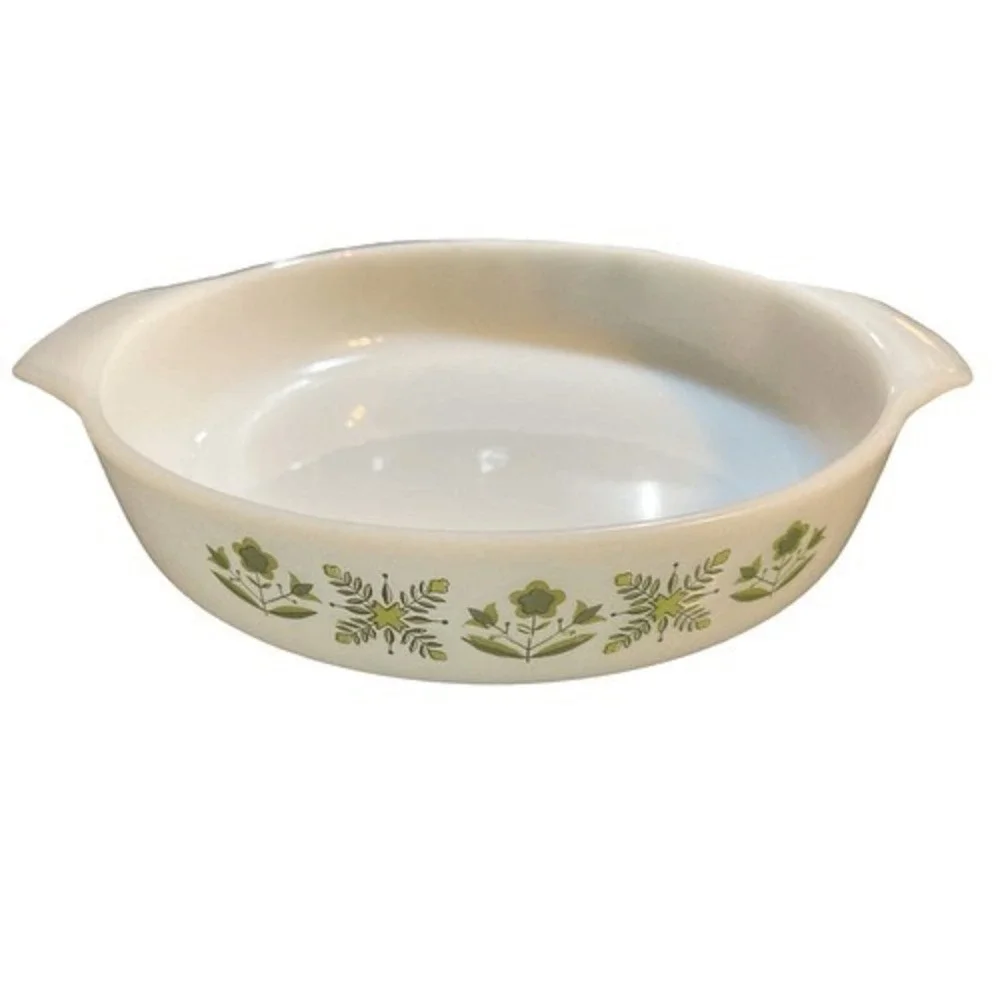 Vintage Anchor Hocking‎ Meadow Green Casserole Dish Fire-King 1 Quart Milk Glass